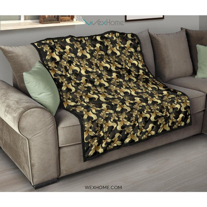Goldfish Pattern Print Design 01 Premium Quilt