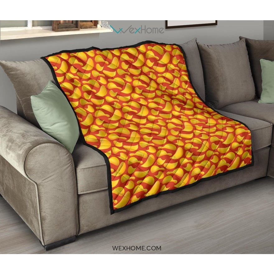 Potato Chips Pattern Print Design 05 Premium Quilt