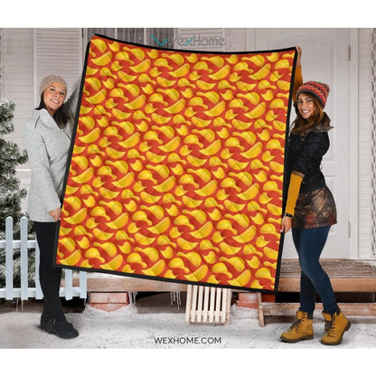 Potato Chips Pattern Print Design 05 Premium Quilt