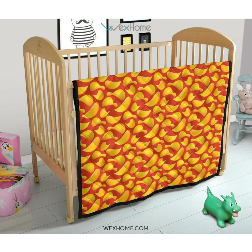Potato Chips Pattern Print Design 05 Premium Quilt