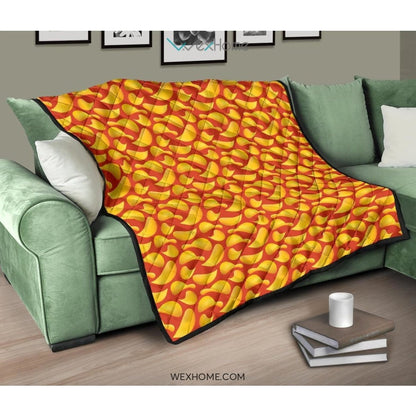 Potato Chips Pattern Print Design 05 Premium Quilt