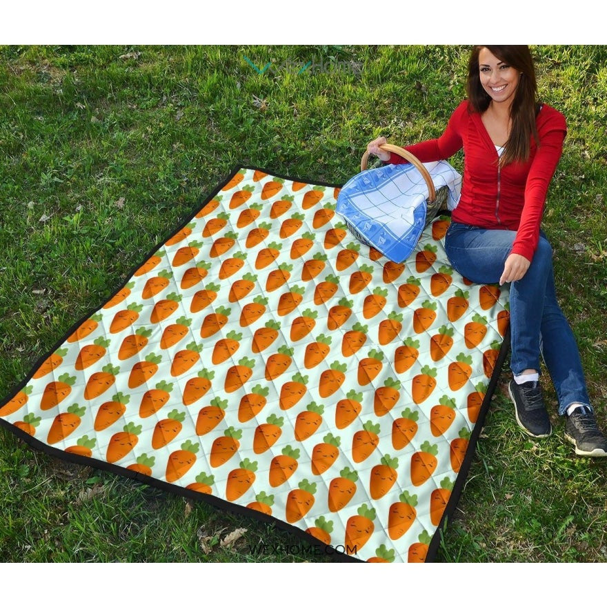 Carrot Pattern Print Design 03 Premium Quilt