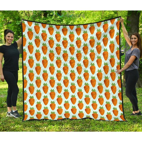 Carrot Pattern Print Design 03 Premium Quilt