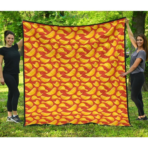 Potato Chips Pattern Print Design 05 Premium Quilt