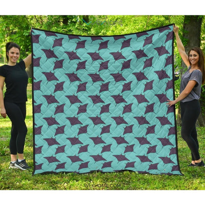 Stingray Pattern Print Design 02 Premium Quilt