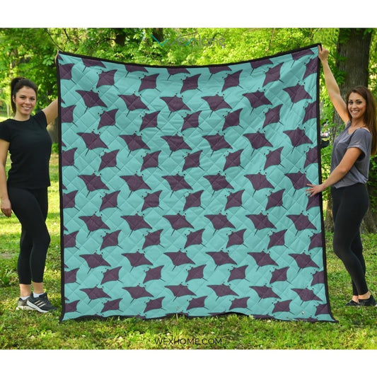 Stingray Pattern Print Design 02 Premium Quilt