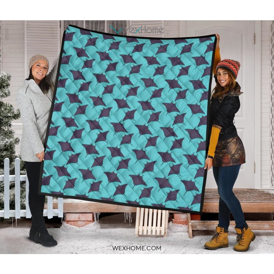 Stingray Pattern Print Design 02 Premium Quilt