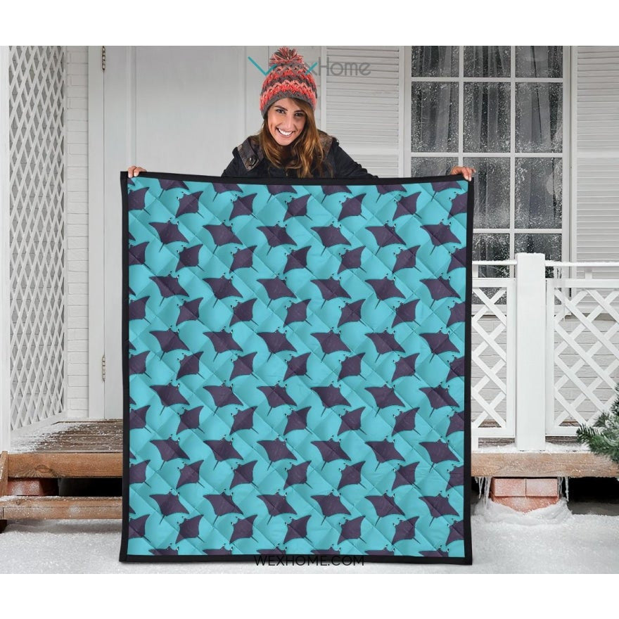 Stingray Pattern Print Design 02 Premium Quilt