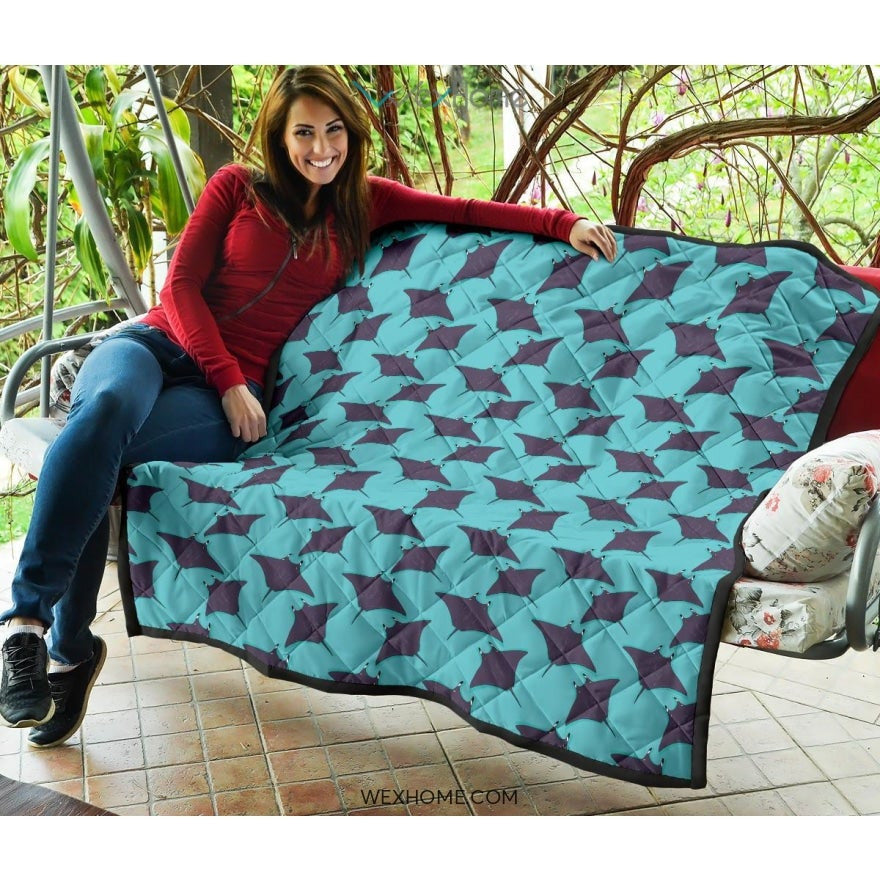 Stingray Pattern Print Design 02 Premium Quilt
