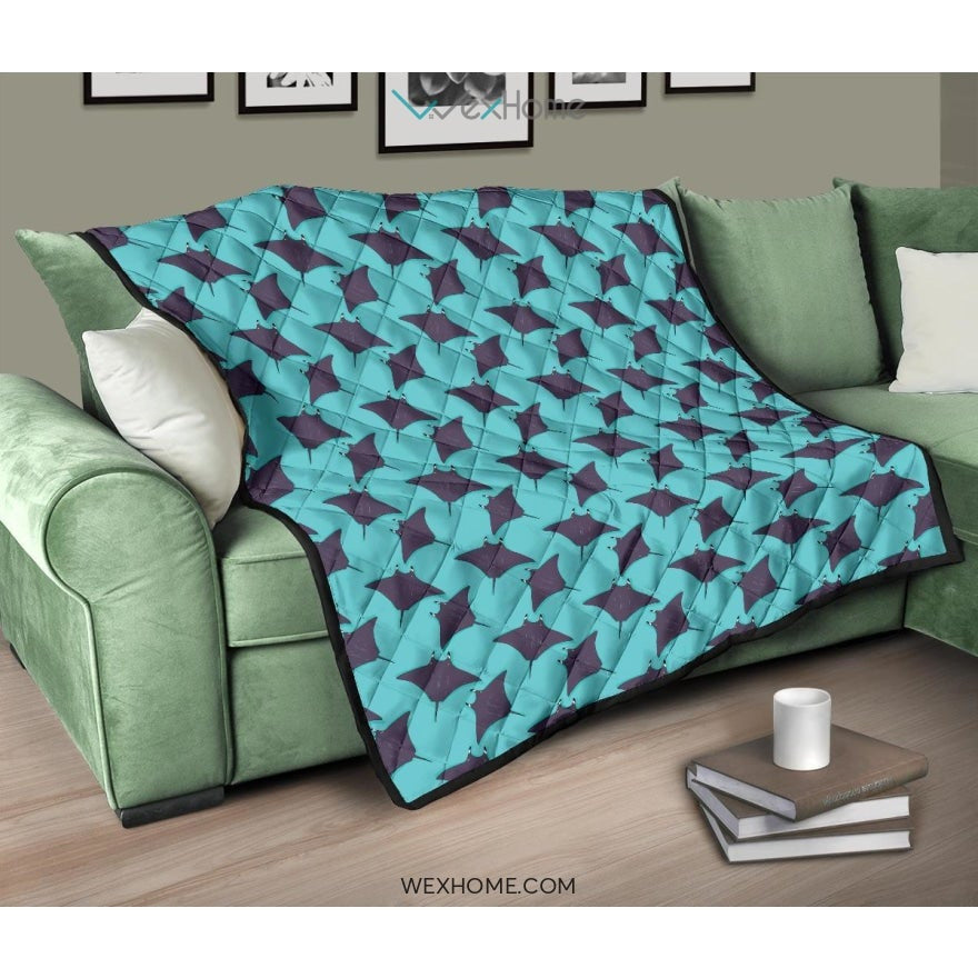 Stingray Pattern Print Design 02 Premium Quilt