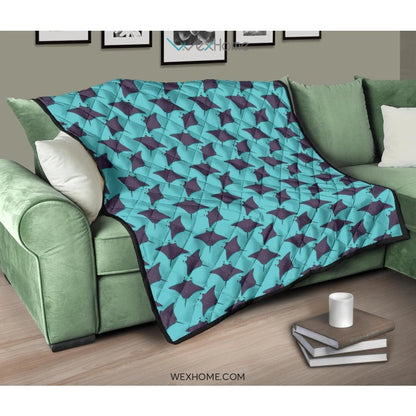 Stingray Pattern Print Design 02 Premium Quilt