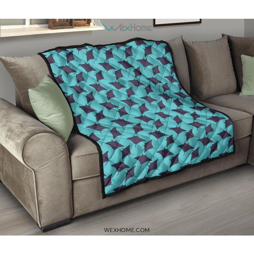 Stingray Pattern Print Design 02 Premium Quilt