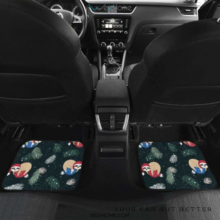 Cute Sloths Sleeping Christmas Ball Santa Hat Pattern Front And Back Car Mats  Best Car Gift 2021