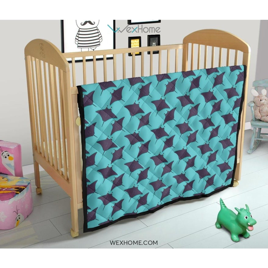 Stingray Pattern Print Design 02 Premium Quilt
