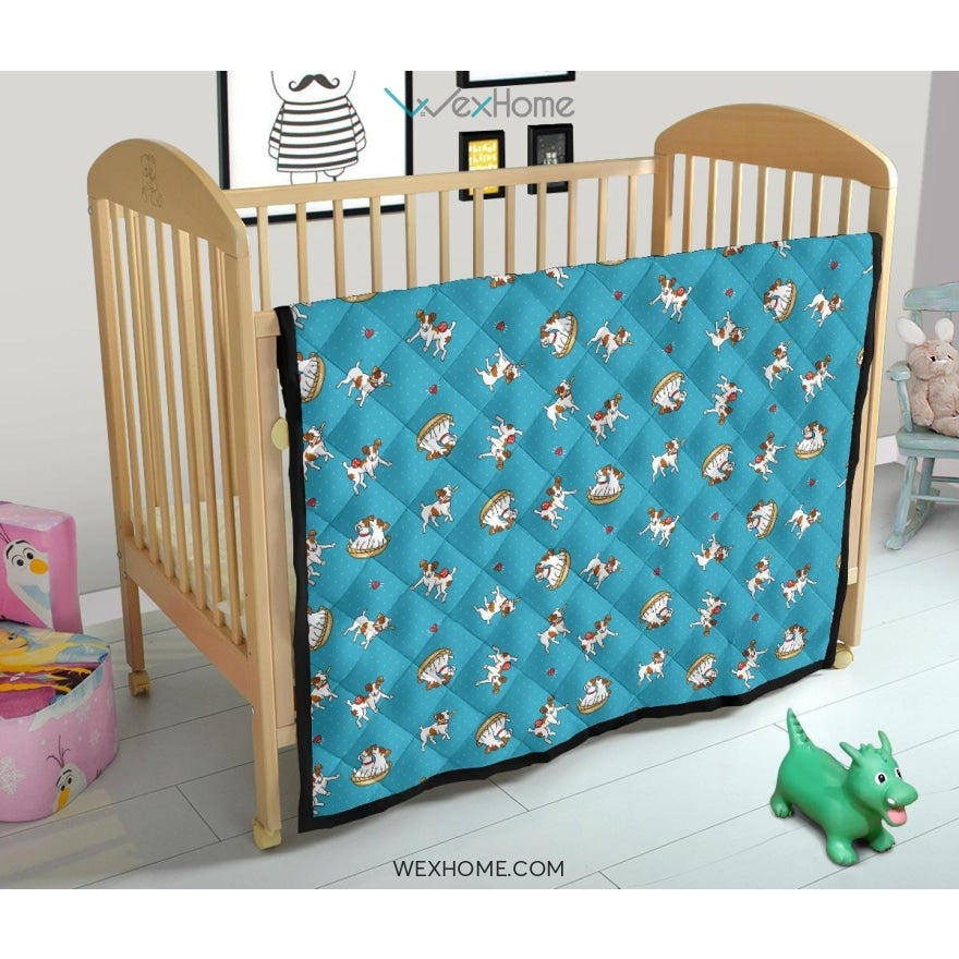 Jack Russel Pattern Print Design 03 Premium Quilt