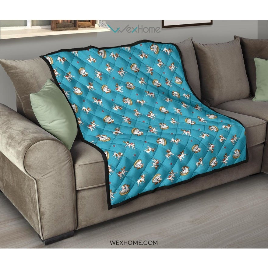 Jack Russel Pattern Print Design 03 Premium Quilt