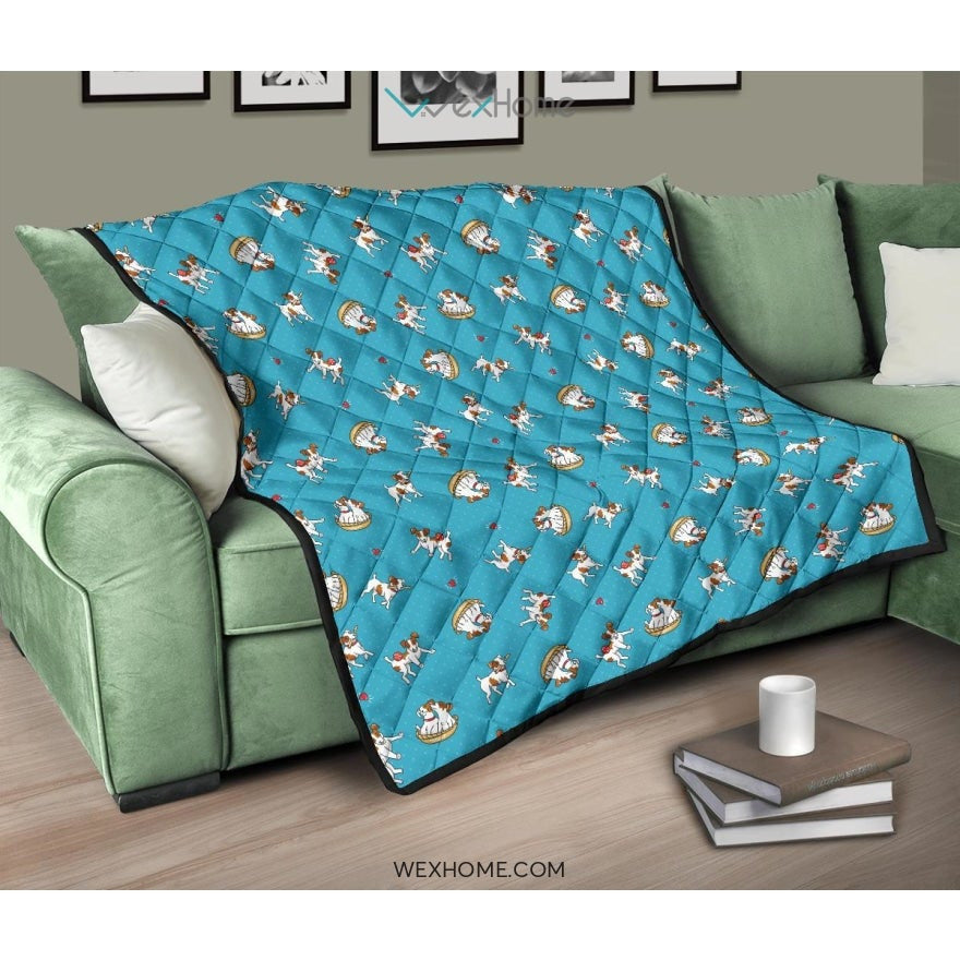 Jack Russel Pattern Print Design 03 Premium Quilt