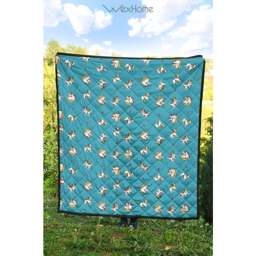 Jack Russel Pattern Print Design 03 Premium Quilt