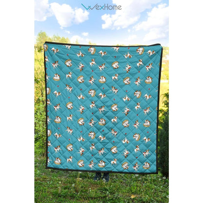 Jack Russel Pattern Print Design 03 Premium Quilt