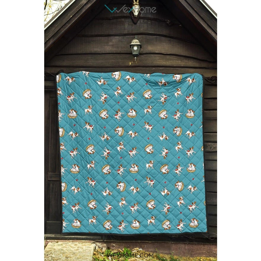 Jack Russel Pattern Print Design 03 Premium Quilt