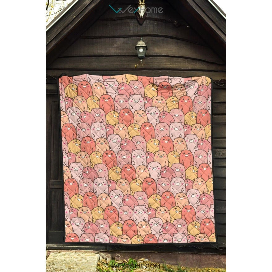 Pig Pattern Print Design 04 Premium Quilt