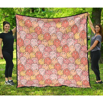 Pig Pattern Print Design 04 Premium Quilt