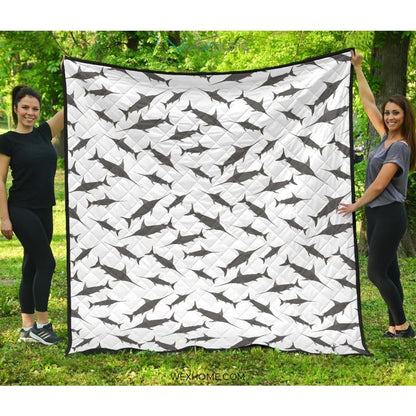 Swordfish Pattern Print Design 04 Premium Quilt