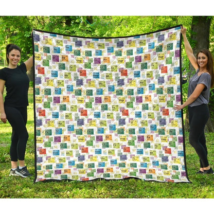 Chemistry Periodic Table Pattern Print Design 05 Premium Quilt