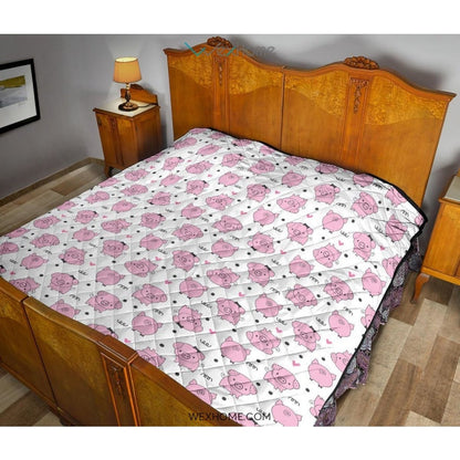 Pig Pattern Print Design 03 Premium Quilt