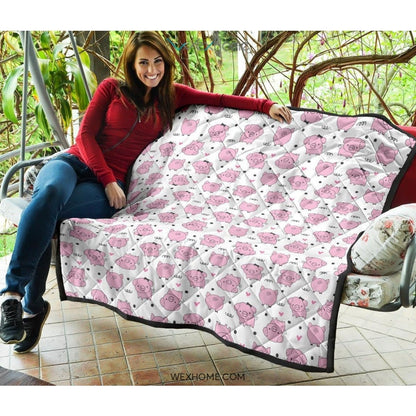 Pig Pattern Print Design 03 Premium Quilt