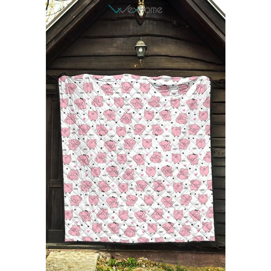 Pig Pattern Print Design 03 Premium Quilt