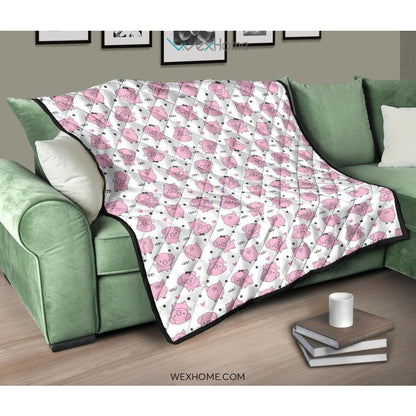 Pig Pattern Print Design 03 Premium Quilt