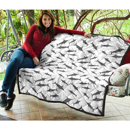 Swordfish Pattern Print Design 04 Premium Quilt