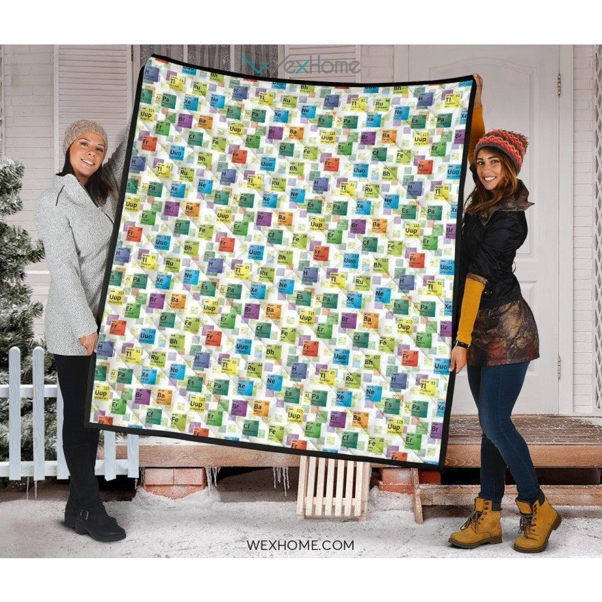 Chemistry Periodic Table Pattern Print Design 05 Premium Quilt