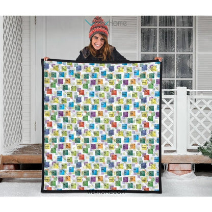 Chemistry Periodic Table Pattern Print Design 05 Premium Quilt