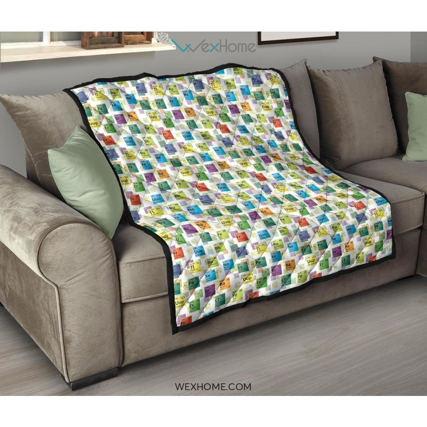 Chemistry Periodic Table Pattern Print Design 05 Premium Quilt