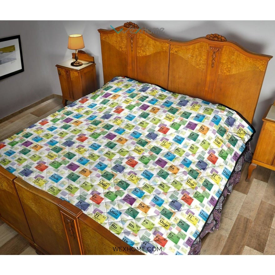 Chemistry Periodic Table Pattern Print Design 05 Premium Quilt