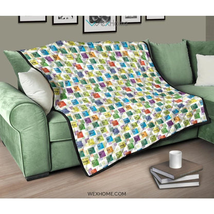 Chemistry Periodic Table Pattern Print Design 05 Premium Quilt