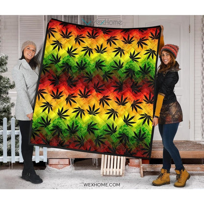 Canabis Marijuana Weed Pattern Print Design 03 Premium Quilt