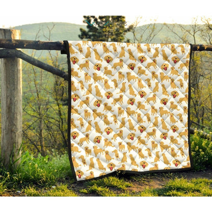Golden Retriever Pattern Print Design 05 Premium Quilt