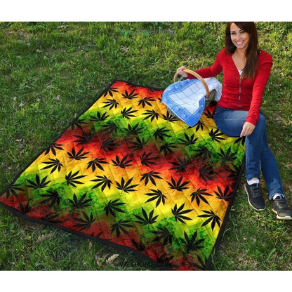 Canabis Marijuana Weed Pattern Print Design 03 Premium Quilt