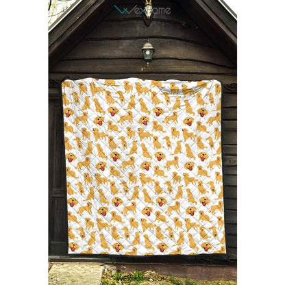 Golden Retriever Pattern Print Design 05 Premium Quilt