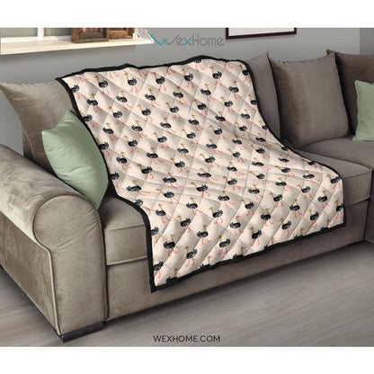 Ostrich Pattern Print Design 05 Premium Quilt