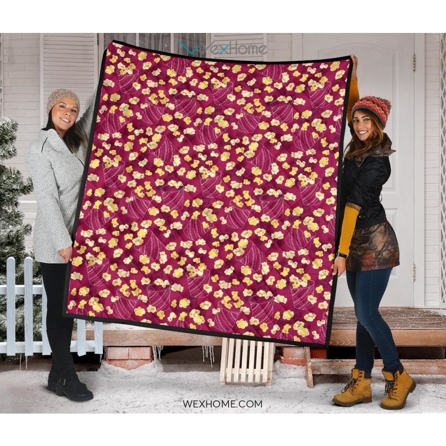Popcorn Pattern Print Design 02 Premium Quilt