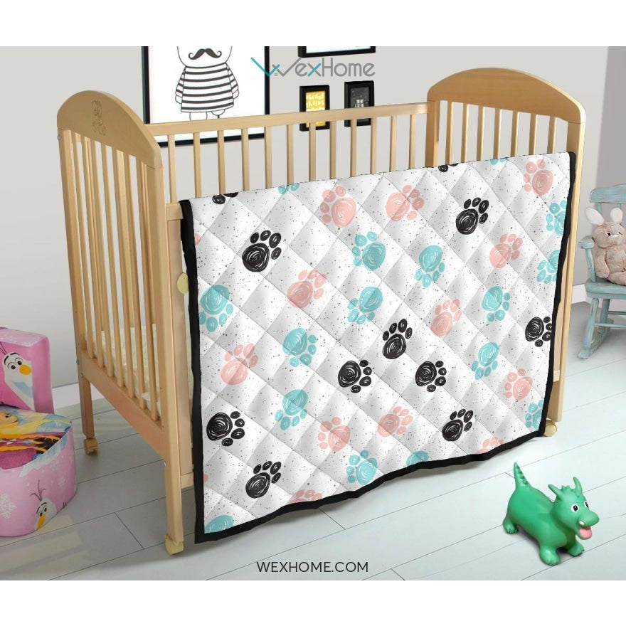 Dog Paws Pattern Print Design 04 Premium Quilt
