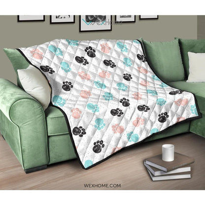 Dog Paws Pattern Print Design 04 Premium Quilt