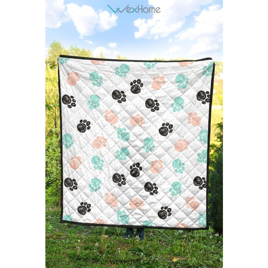 Dog Paws Pattern Print Design 04 Premium Quilt