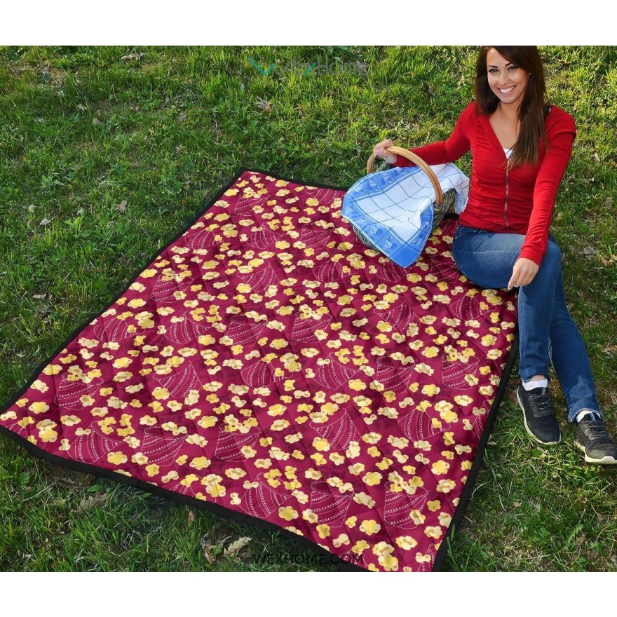 Popcorn Pattern Print Design 02 Premium Quilt