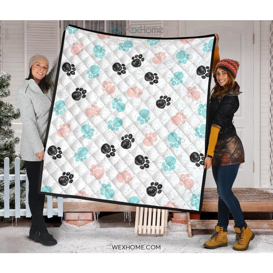 Dog Paws Pattern Print Design 04 Premium Quilt