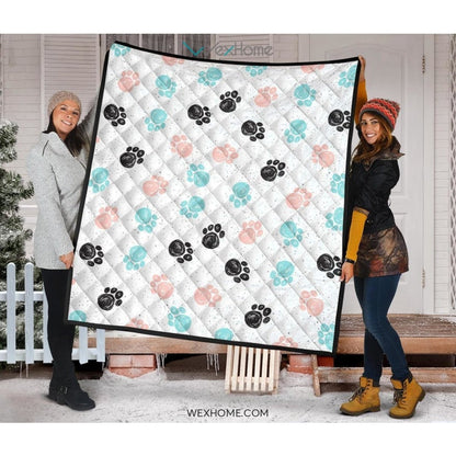 Dog Paws Pattern Print Design 04 Premium Quilt